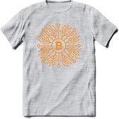 Bitcoin Chip - Crypto T-Shirt Kleding Cadeau | Dames / Heren / Unisex | Bitcoin / Ethereum shirt | Grappig Verjaardag kado | BTC Tshirt Met Print | - Licht Grijs - Gemaleerd - XL