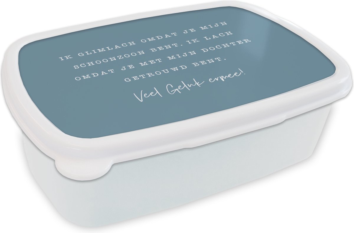 Broodtrommel Wit - Lunchbox - Brooddoos - Zoon - Spreuken - Partner - 18x12x6 cm - Volwassenen