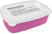 Broodtrommel Roze - Lunchbox - Brooddoos - Woordenboek - Zus - Quotes - 18x12x6 cm - Kinderen - Meisje