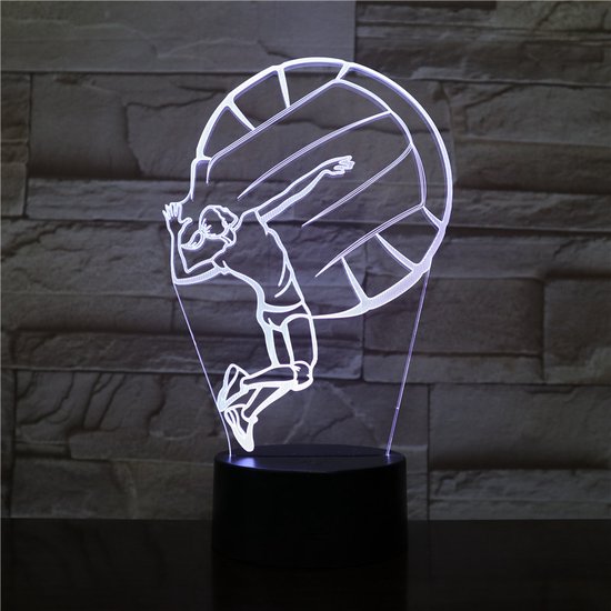 3D Led Lamp Met Gravering - RGB 7 Kleuren - Volleybal