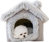 Château Animaux Hondenmand | Kattenmand | 50 x 40x 46 cm | Hondenbed | Kattenbed | Luxe en Zachte Hondenkussen | Grijs Pluche