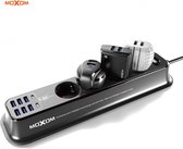 MOXOM Stekkerdoos Wit met USB & C -poorten en schakelaar 6 USB & 2 type C laders 3.4A - 4 stopcontacten – Randaarde – 2 meter snoer – Incl anti-slip pads