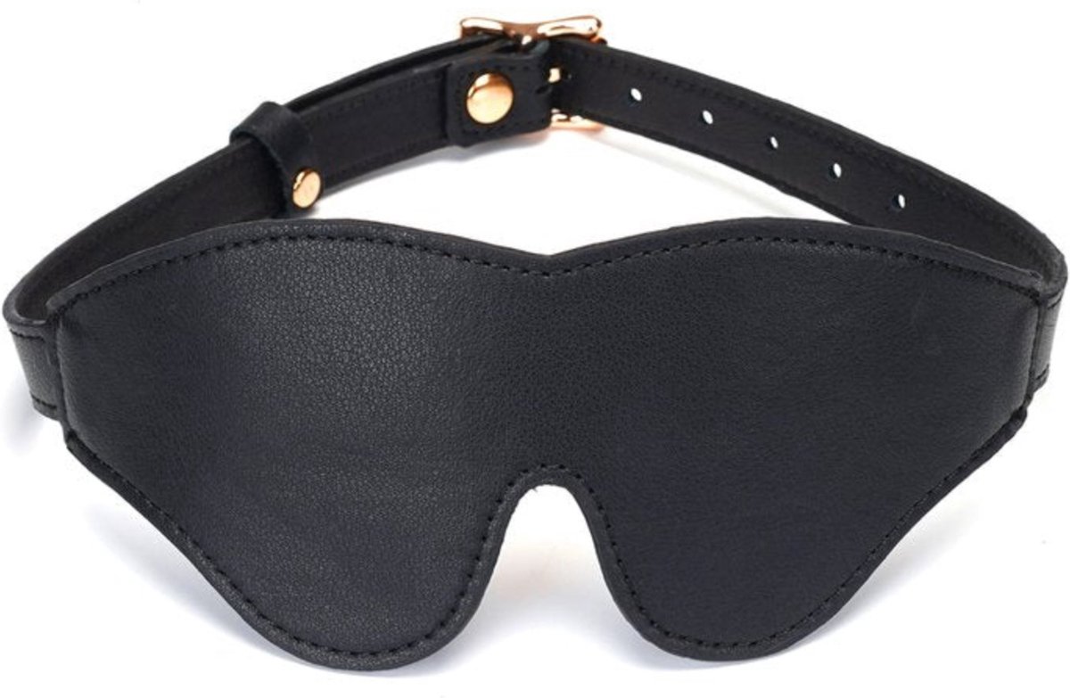 Goedkoopste Dark Secret Exclusieve Leren Blinddoek met Gouden Gesp