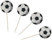 Taart Decoratie - Voetbal - Cupcake Toppers - Prikkers - 8 stuks
