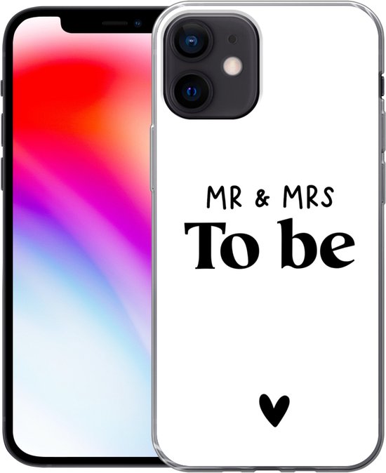 Coque iPhone 12 - Mariée - Marié - Coeur - Siliconen