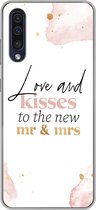 Geschikt voor Samsung Galaxy A50 hoesje - Feest - 'Love and kisses to the new Mr & Mrs' - Quotes - Spreuken - Siliconen Telefoonhoesje
