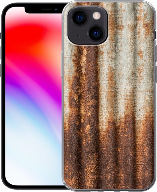 Coque iPhone 13 mini - Rouille - Tôle ondulée - Fer - Coque de téléphone en Siliconen
