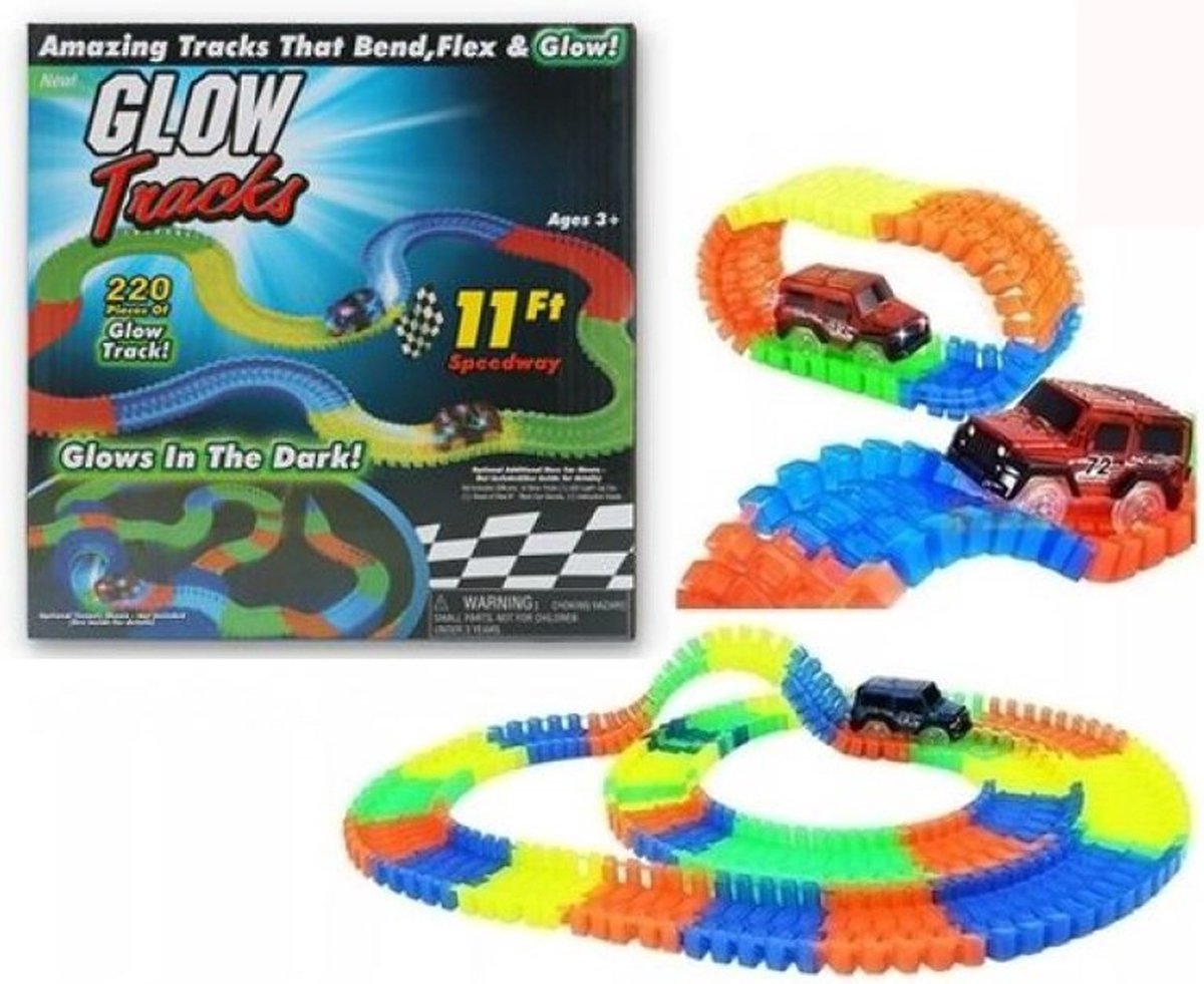 Circuit de voiture de course piste multicolore Glow Racer Motor