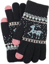 Wolle Handschoenen met Touchscreen - Kerst - Dames Zwart