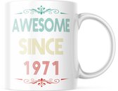 Verjaardag Mok awesome since 1971 | Verjaardag cadeau | Grappige Cadeaus | Koffiemok | Koffiebeker | Theemok | Theebeker