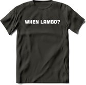 When Lambo? - Crypto T-Shirt Kleding Cadeau | Dames / Heren / Unisex | Bitcoin / Ethereum shirt | Grappig Verjaardag kado | BTC Tshirt Met Print | - Donker Grijs - XL