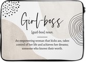 Laptophoes 14 inch - Quotes - Woordenboek - Girl-boss - Spreuken - Laptop sleeve - Binnenmaat 34x23,5 cm - Zwarte achterkant