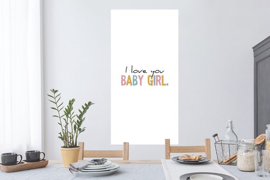 Stickers Stickers muraux - Fille - Amour - Je t'aime Bébé Fille - Arc-en-ciel - Citations - Proverbes - 60x120 cm - Feuille adhésive