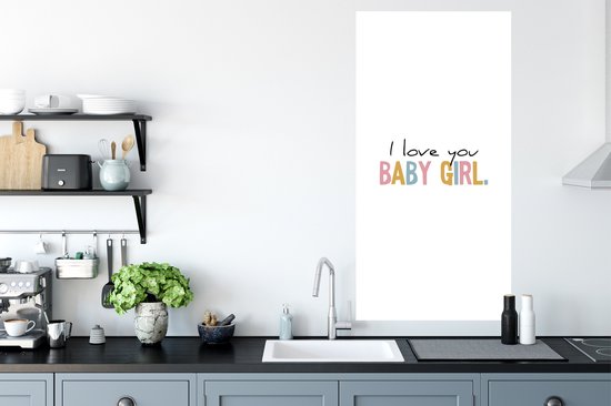 Stickers Stickers muraux - Fille - Amour - Je t'aime Bébé Fille - Arc-en-ciel - Citations - Proverbes - 60x120 cm - Feuille adhésive