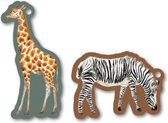 Cadeaulabel - Jungle | Dieren | 85x63 mm | 45x104mm | 20 stuks | Giraf | Zebra | Groen | Bruin | Cadeaulabels | Labels Cadeau | Cadeau Tags | Cadeau Etiketten | Cadeauversiering |