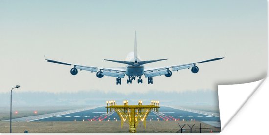 Poster Vliegtuig landt op Schiphol - 80x40 cm