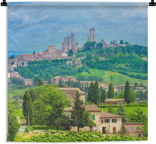 Tapisserie - Toile murale - Les collines de San Gimignano italien en Toscane - 90x90 cm - Tapisserie