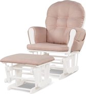 furnibella -Nursing glider, zwangerschapsstoel met bijpassende voetenbank, massief houten schommelstoel set met zakken, glad en rustig glijden, gecapitonneerd kussen kinderkamer sc