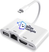 De Beste Gadgets iPhone / iPad 4 in 1 Lightning Hub met USB, HDMI en RJ45 aansluiting - Lightning naar HDMI - Lightning naar USB - Lightning naar RJ45