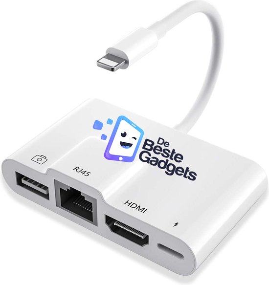 De Beste Gadgets iPhone / iPad 4 en 1 Lightning Hub avec connexion USB, HDMI  et RJ45 -... | bol.com