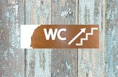 Wit-WC-bordje-pijl-trap-omhoog-wc pijl trap omhoog-plexiglas-hout- Deurbordje-deur bordje-wc-wc bordje-bordje-toilet-toiletten-toilettes-toiletbordje-pictogram-iconen--tekst-tekstb