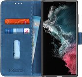 Samsung Galaxy S22 Ultra - Retro Wallet Book Case Hoesje - Blauw