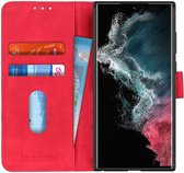 Samsung Galaxy S22 Ultra - Retro Wallet Book Case Hoesje - Rood