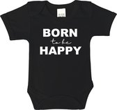 Romper - Born to be happy - maat 62 - korte mouwen - baby - baby kleding jongens - baby kleding meisje - rompertjes baby - rompertjes baby met tekst - kraamcadeau meisje - kraamcad
