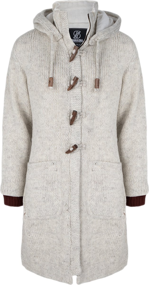 Gebreid Wollen Dames Vest van Schapenwol met Polyester Fleece voering en afneembare capuchon SHAKALOHA W Whistler DLX Beige