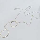 Layerketting | collier | twee cirkels | AG925 | zilver | goudkleurig