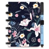 Greenstory - GreenBook Uitwisbaar Notitieboek - A6 - Lijn & Blanco - Loving Lilies