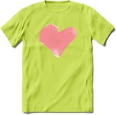 Valentijn Pastel waterverf Hart T-Shirt | Grappig Valentijnsdag Cadeautje voor Hem en Haar | Dames - Heren - Unisex | Kleding Cadeau | - Groen - S