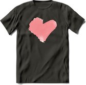 Valentijn Pastel waterverf Hart T-Shirt | Grappig Valentijnsdag Cadeautje voor Hem en Haar | Dames - Heren - Unisex | Kleding Cadeau | - Donker Grijs - XL