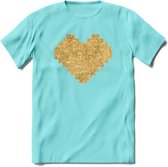 Valentijn Goud Hart T-Shirt | Grappig Valentijnsdag Cadeautje voor Hem en Haar | Dames - Heren - Unisex | Kleding Cadeau | - Licht Blauw - XL