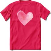 Valentijn Pastel waterverf Hart T-Shirt | Grappig Valentijnsdag Cadeautje voor Hem en Haar | Dames - Heren - Unisex | Kleding Cadeau | - Roze - L