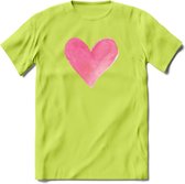 Valentijn Pastel waterverf Hart T-Shirt | Grappig Valentijnsdag Cadeautje voor Hem en Haar | Dames - Heren - Unisex | Kleding Cadeau | - Groen - XL