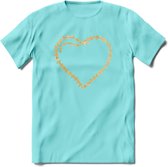 Valentijn Goud Hart T-Shirt | Grappig Valentijnsdag Cadeautje voor Hem en Haar | Dames - Heren - Unisex | Kleding Cadeau | - Licht Blauw - S