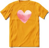 Valentijn Pastel waterverf Hart T-Shirt | Grappig Valentijnsdag Cadeautje voor Hem en Haar | Dames - Heren - Unisex | Kleding Cadeau | - Geel - S