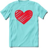 Valentijn Hart T-Shirt | Grappig Valentijnsdag Cadeautje voor Hem en Haar | Dames - Heren - Unisex | Kleding Cadeau | - Licht Blauw - S