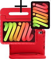Hoesje Geschikt voor iPad Mini 6 Hoesje Kinderhoes Shockproof Hoes Kids Case Met Screenprotector - Rood