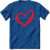 Valentijn Hart T-Shirt | Grappig Valentijnsdag Cadeautje voor Hem en Haar | Dames - Heren - Unisex | Kleding Cadeau | - Donker Blauw - 3XL