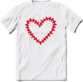 Valentijn Hart T-Shirt | Grappig Valentijnsdag Cadeautje voor Hem en Haar | Dames - Heren - Unisex | Kleding Cadeau | - Wit - L