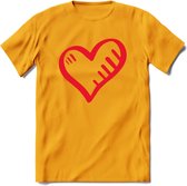 Valentijn Hart T-Shirt | Grappig Valentijnsdag Cadeautje voor Hem en Haar | Dames - Heren - Unisex | Kleding Cadeau | - Geel - XXL