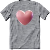 Valentijn Hart T-Shirt | Grappig Valentijnsdag Cadeautje voor Hem en Haar | Dames - Heren - Unisex | Kleding Cadeau | - Donker Grijs - Gemaleerd - XL