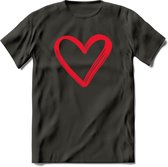 Valentijn Hart T-Shirt | Grappig Valentijnsdag Cadeautje voor Hem en Haar | Dames - Heren - Unisex | Kleding Cadeau | - Donker Grijs - M