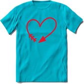 Valentijn Hart T-Shirt | Grappig Valentijnsdag Cadeautje voor Hem en Haar | Dames - Heren - Unisex | Kleding Cadeau | - Blauw - 3XL