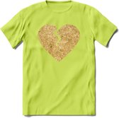 Valentijn Goud Hart T-Shirt | Grappig Valentijnsdag Cadeautje voor Hem en Haar | Dames - Heren - Unisex | Kleding Cadeau | - Groen - S