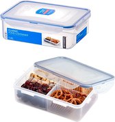 Conteneurs de préparation de repas Lock & Lock | Boîte à lunch bento | Snackbox - Set de 2 pièces - 1,6 litre - Transparent