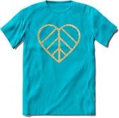 Valentijn Goud Hart T-Shirt | Grappig Valentijnsdag Cadeautje voor Hem en Haar | Dames - Heren - Unisex | Kleding Cadeau | - Blauw - L