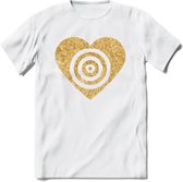 Valentijn Goud Hart T-Shirt | Grappig Valentijnsdag Cadeautje voor Hem en Haar | Dames - Heren - Unisex | Kleding Cadeau | - Wit - XXL